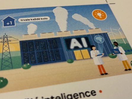 Artificial Intelligence variant: printed card with an AI data centre